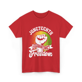 Juneteenth Celebrating Freedom Black T-Shirt - Red