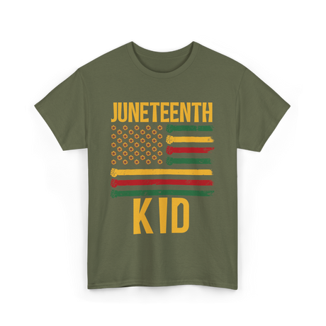 Juneteenth Kid Celebration Heritage T-Shirt - Military Green