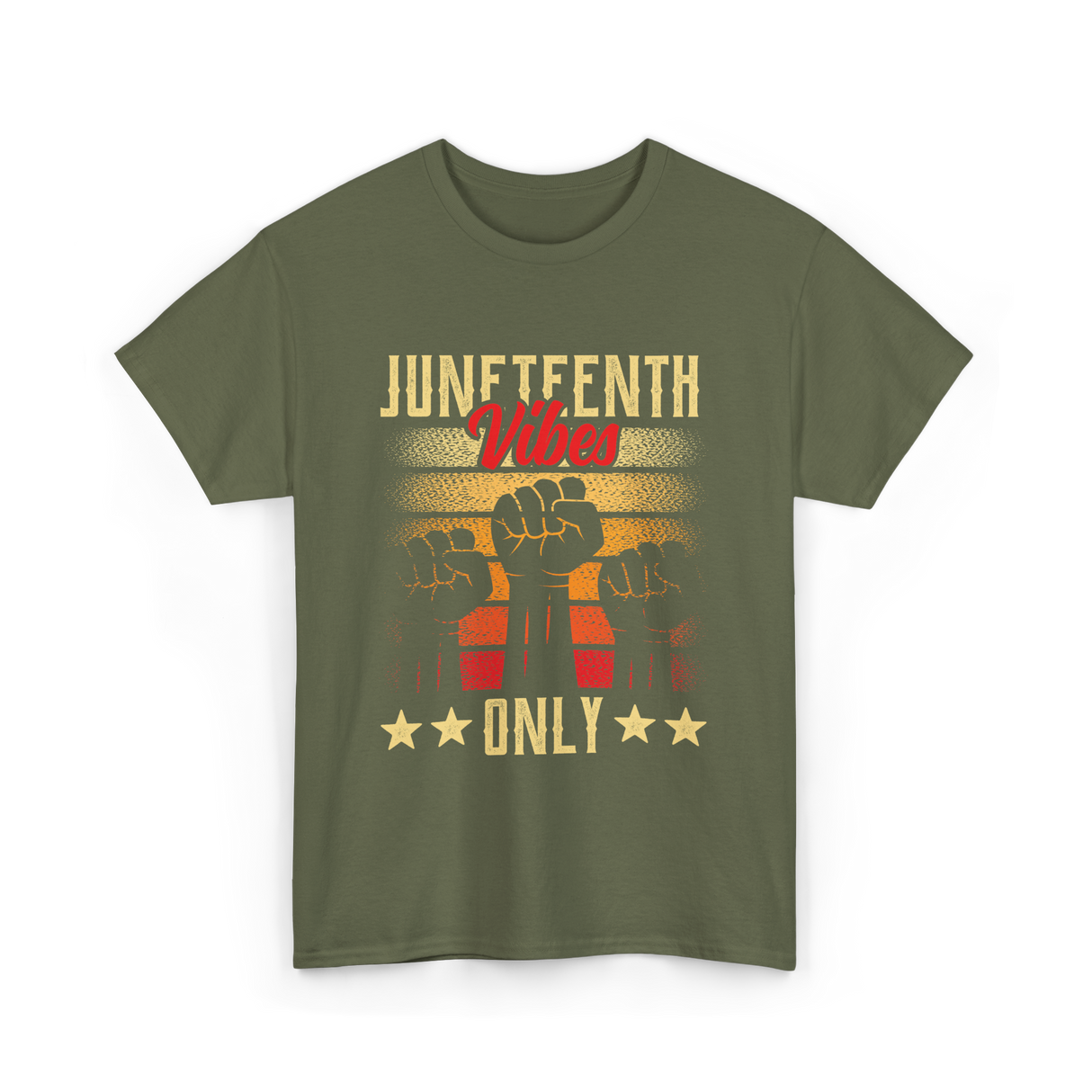 Juneteenth Vibes Only Celebration T-Shirt - Military Green