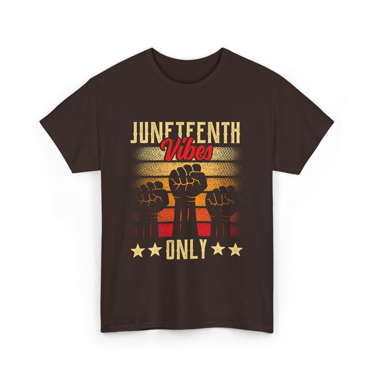 Juneteenth Vibes Only Celebration T-Shirt - Dark Chocolate