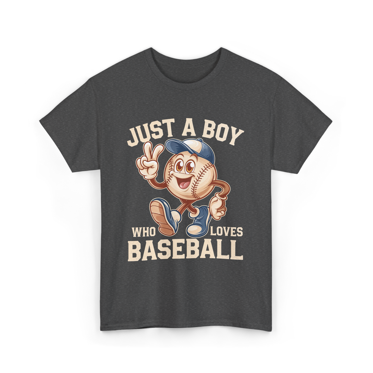 Just a Boy Baseball Boys T-Shirt - Dark Heather