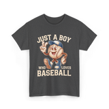 Just a Boy Baseball Boys T-Shirt - Dark Heather