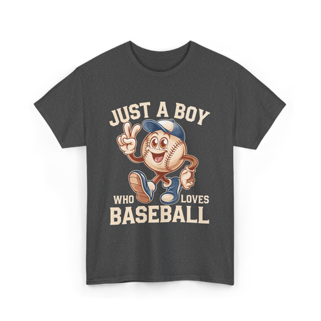 Just a Boy Baseball Boys T-Shirt - Dark Heather