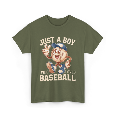 Just a Boy Baseball Boys T-Shirt - Military Green