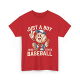 Just a Boy Baseball Boys T-Shirt - Red