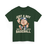 Just a Boy Baseball Boys T-Shirt - Forest Green