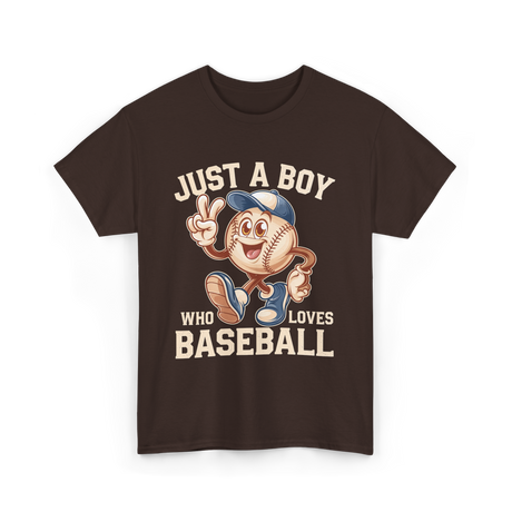 Just a Boy Baseball Boys T-Shirt - Dark Chocolate