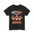 Just a Boy Chickens Kids T-Shirt - Black