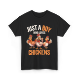 Just a Boy Chickens Kids T-Shirt - Black