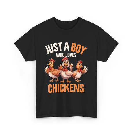 Just a Boy Chickens Kids T-Shirt - Black