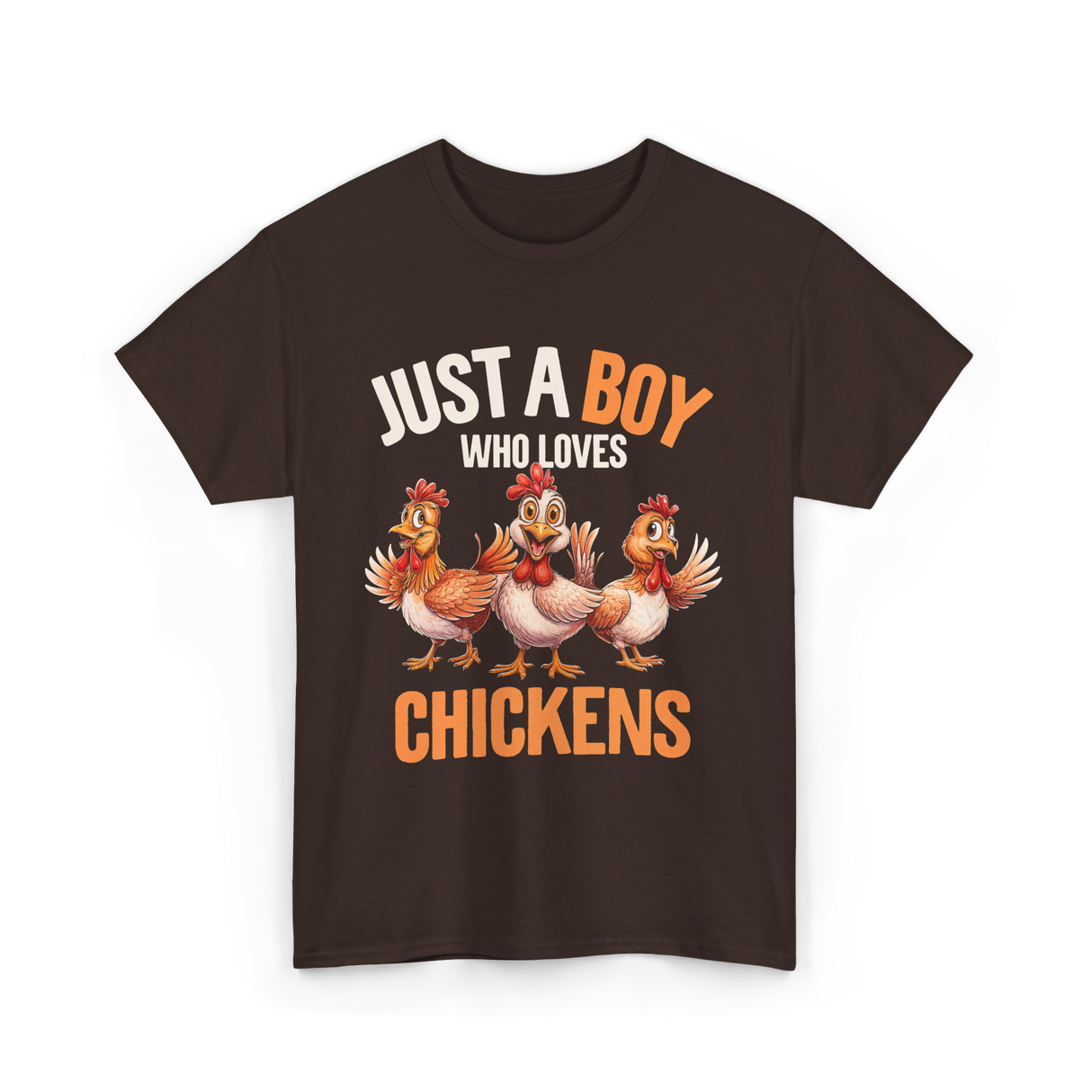 Just a Boy Chickens Kids T-Shirt - Dark Chocolate