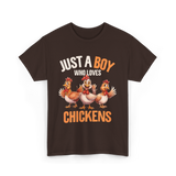 Just a Boy Chickens Kids T-Shirt - Dark Chocolate