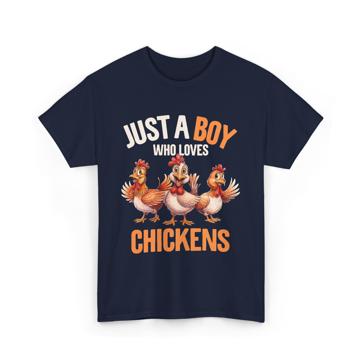 Just a Boy Chickens Kids T-Shirt - Navy