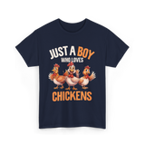 Just a Boy Chickens Kids T-Shirt - Navy