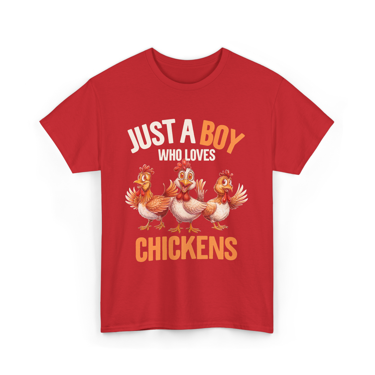 Just a Boy Chickens Kids T-Shirt - Red