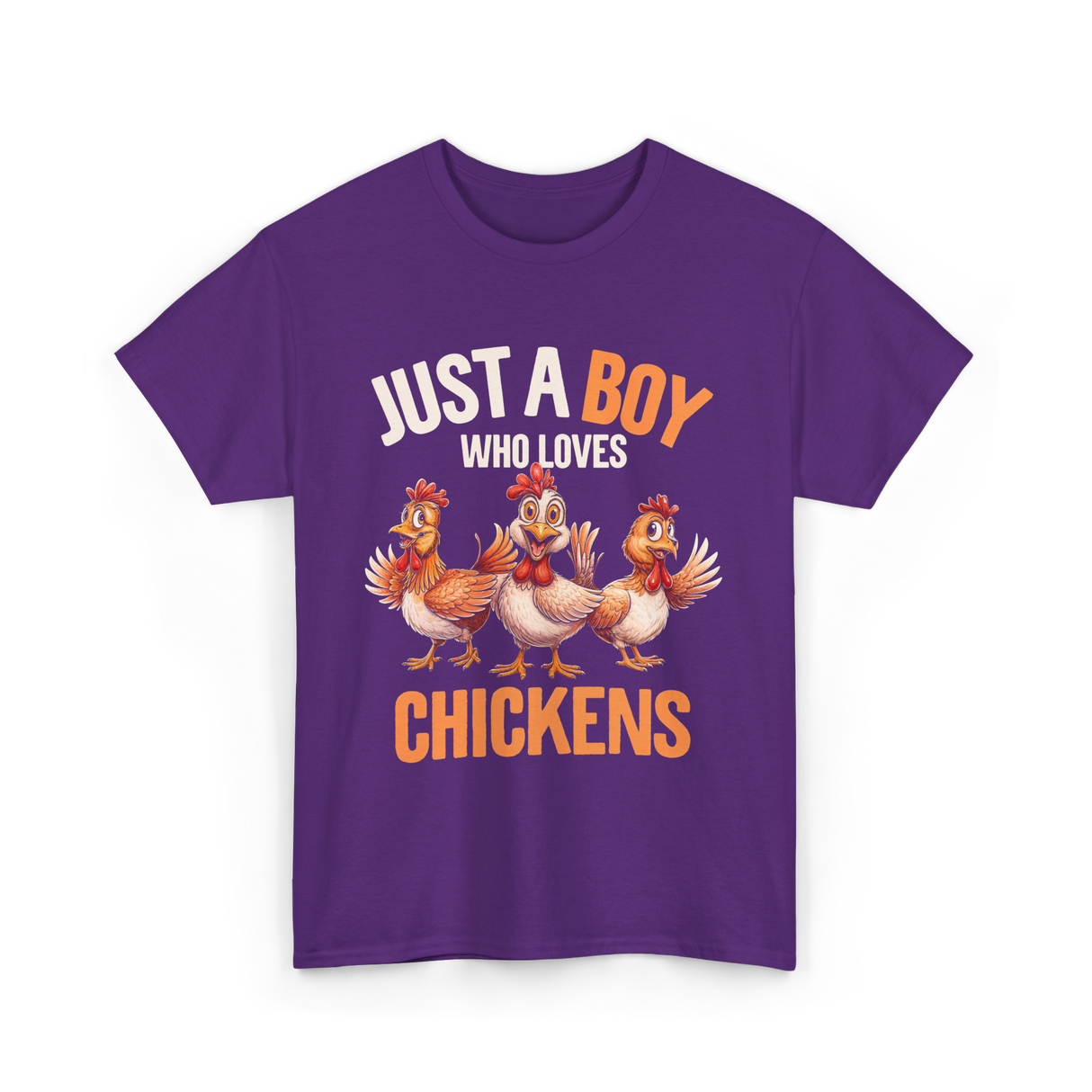 Just a Boy Chickens Kids T-Shirt - Purple