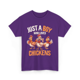 Just a Boy Chickens Kids T-Shirt - Purple