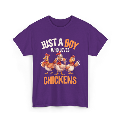 Just a Boy Chickens Kids T-Shirt - Purple