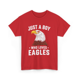 Just A Boy Eagles Bird T-Shirt - Red