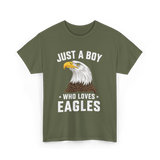 Just A Boy Eagles Bird T-Shirt - Military Green