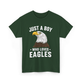 Just A Boy Eagles Bird T-Shirt - Forest Green