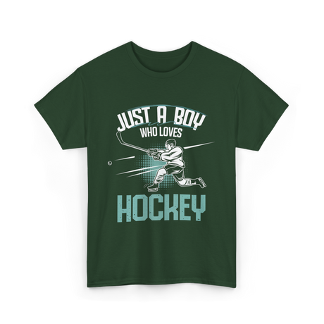 Just a Boy Hockey Player T-Shirt - Forest Green