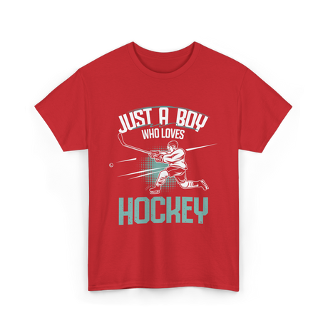 Just a Boy Hockey Player T-Shirt - Red