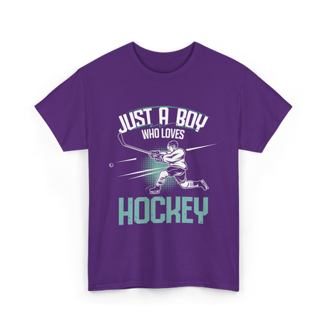 Just a Boy Hockey Player T-Shirt - Purple