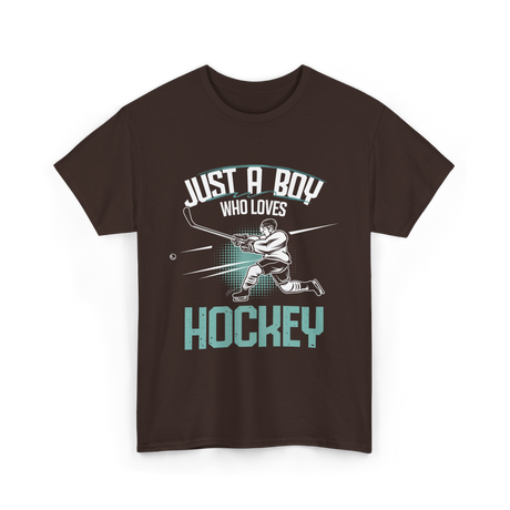 Just a Boy Hockey Player T-Shirt - Dark Chocolate