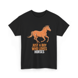 Just A Boy Horses T-Shirt - Black