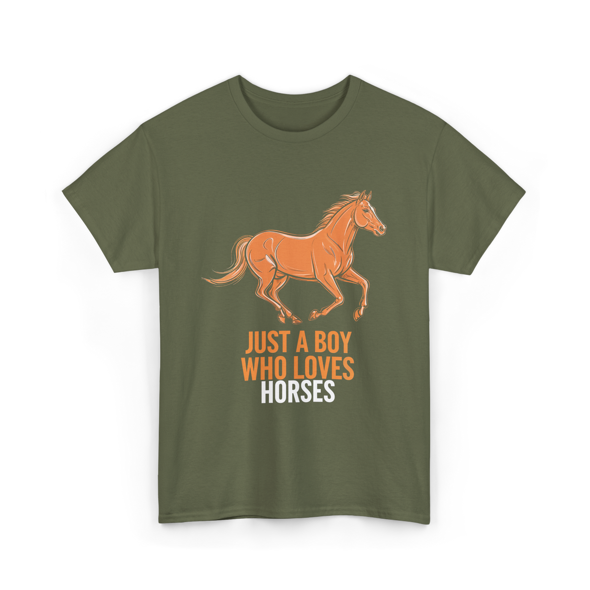 Just A Boy Horses T-Shirt - Military Green