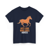 Just A Boy Horses T-Shirt - Navy