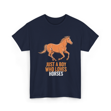 Just A Boy Horses T-Shirt - Navy