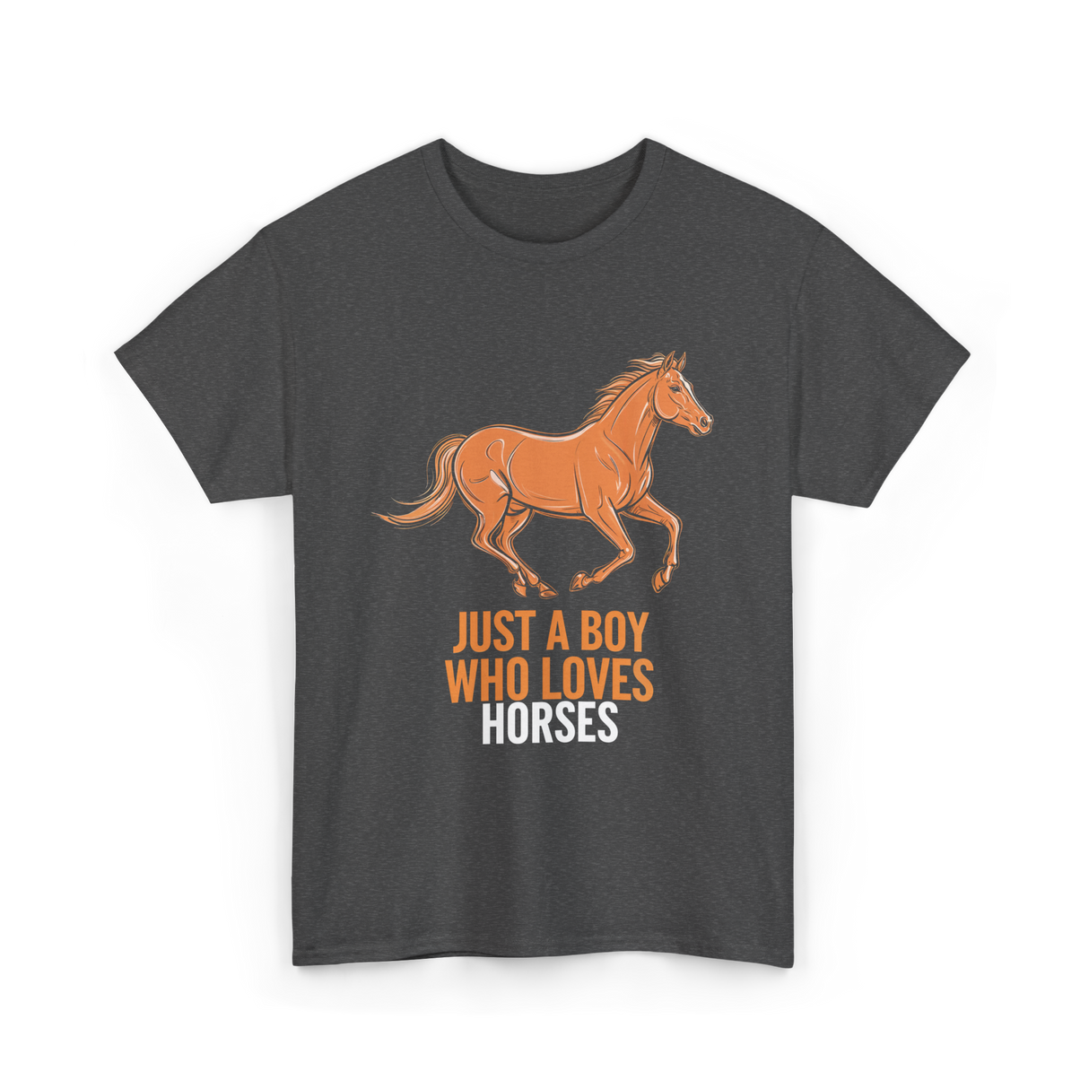 Just A Boy Horses T-Shirt - Dark Heather