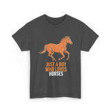 Just A Boy Horses T-Shirt - Dark Heather