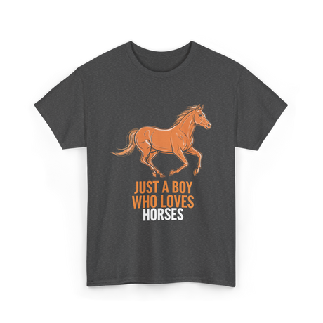 Just A Boy Horses T-Shirt - Dark Heather