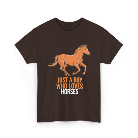 Just A Boy Horses T-Shirt - Dark Chocolate