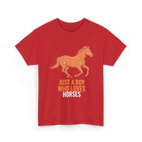 Just A Boy Horses T-Shirt - Red