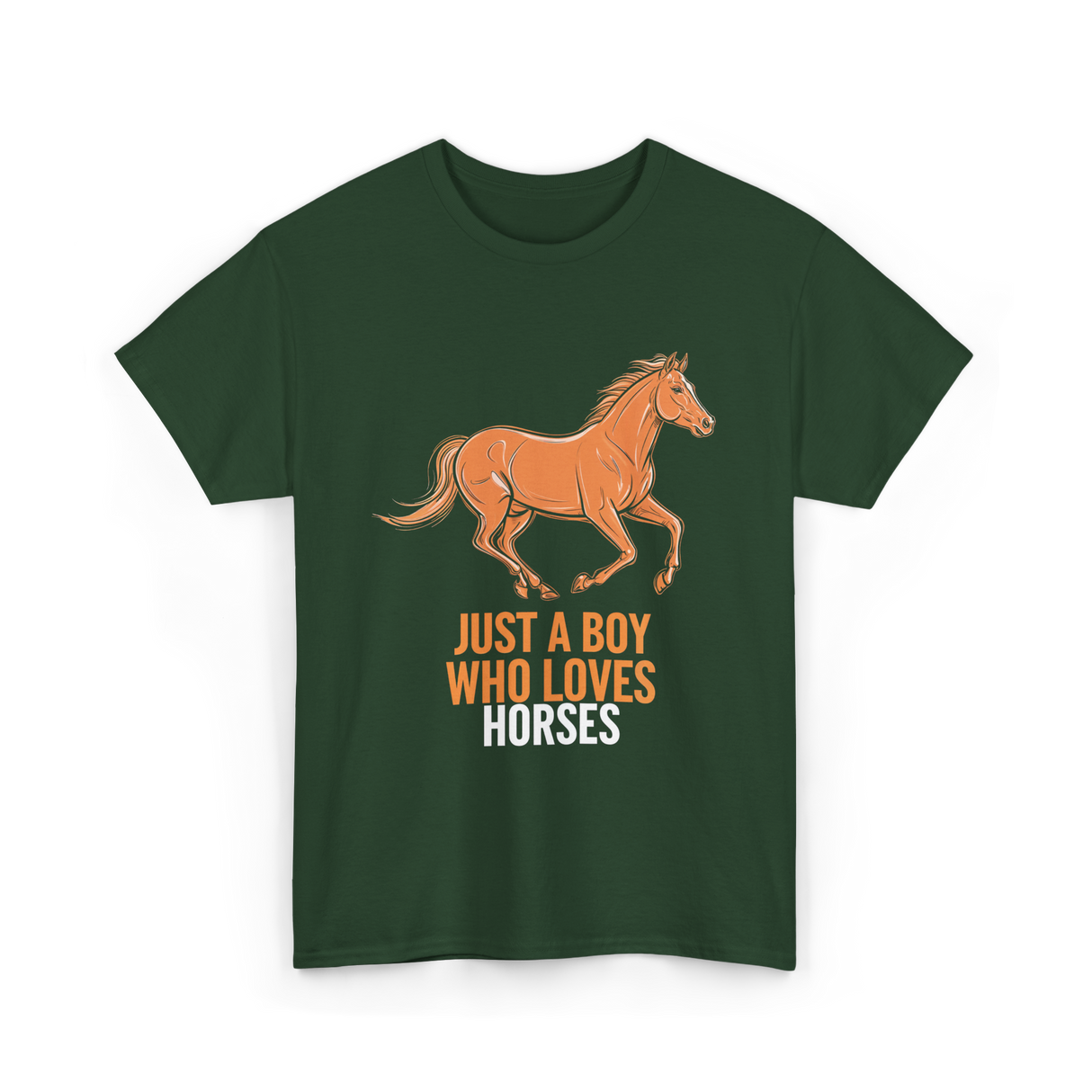 Just A Boy Horses T-Shirt - Forest Green