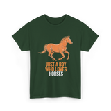 Just A Boy Horses T-Shirt - Forest Green