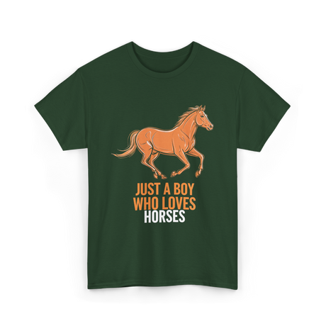 Just A Boy Horses T-Shirt - Forest Green