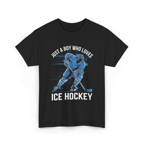 Just A Boy Ice Hockey Player T-Shirt - Black