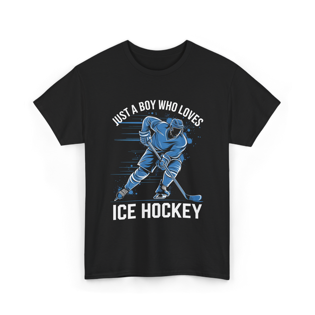 Just A Boy Ice Hockey Player T-Shirt - Black