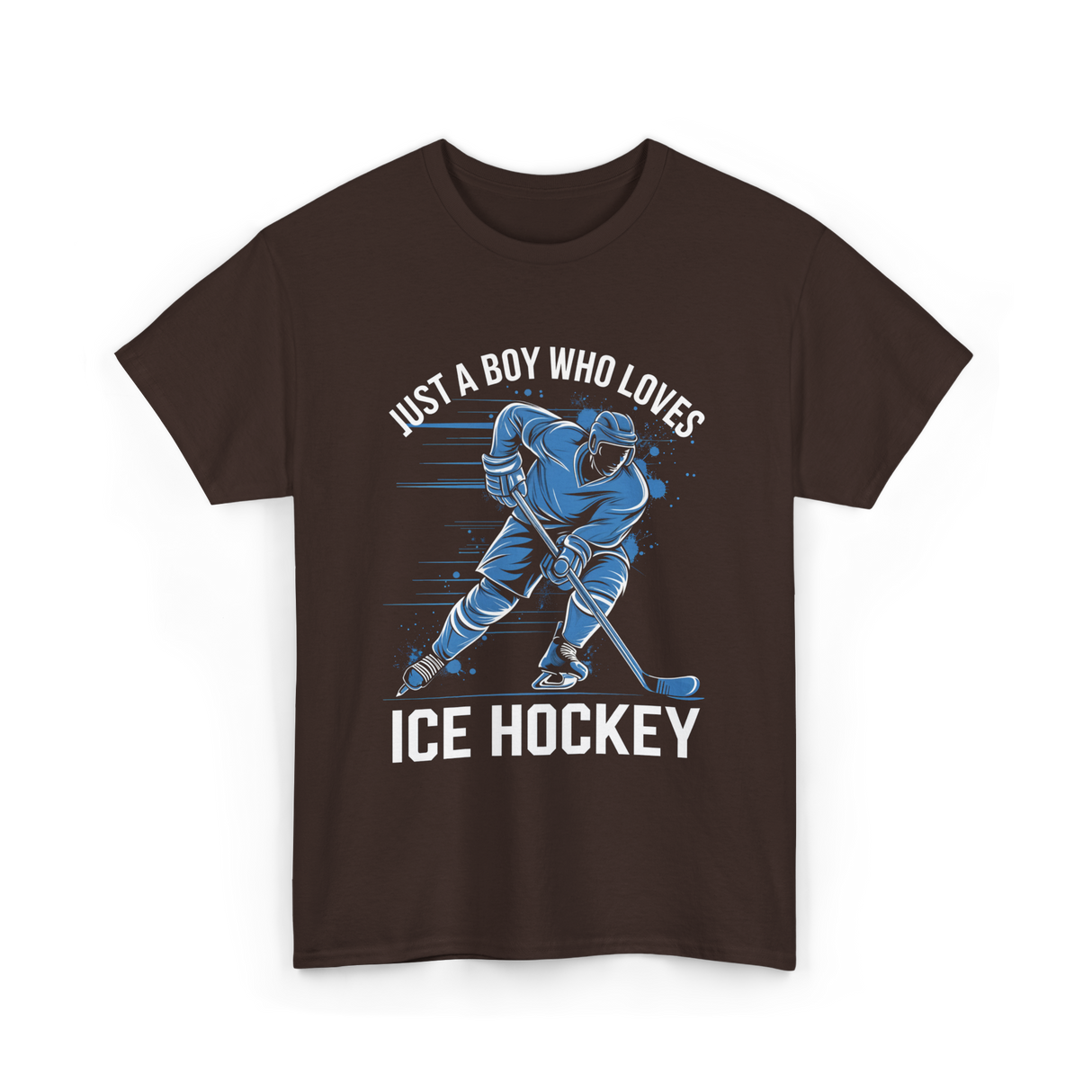 Just A Boy Ice Hockey Player T-Shirt - Dark Chocolate