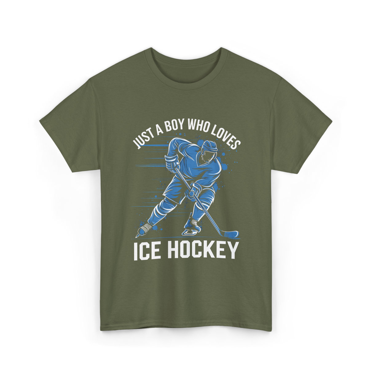 Just A Boy Ice Hockey Player T-Shirt - Military Green