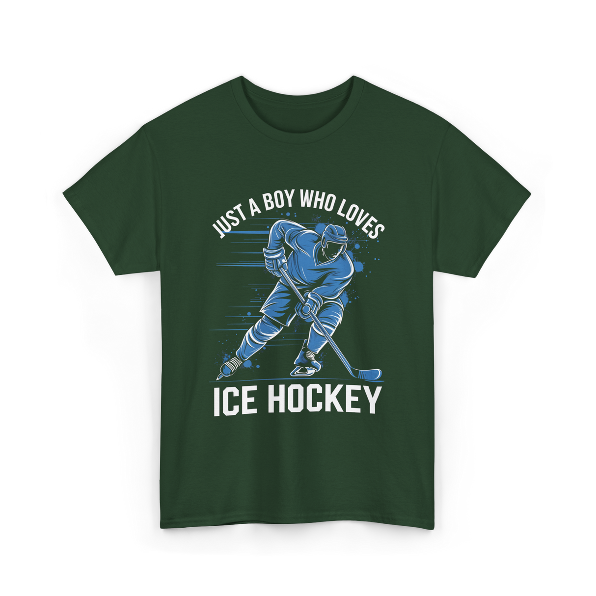 Just A Boy Ice Hockey Player T-Shirt - Forest Green