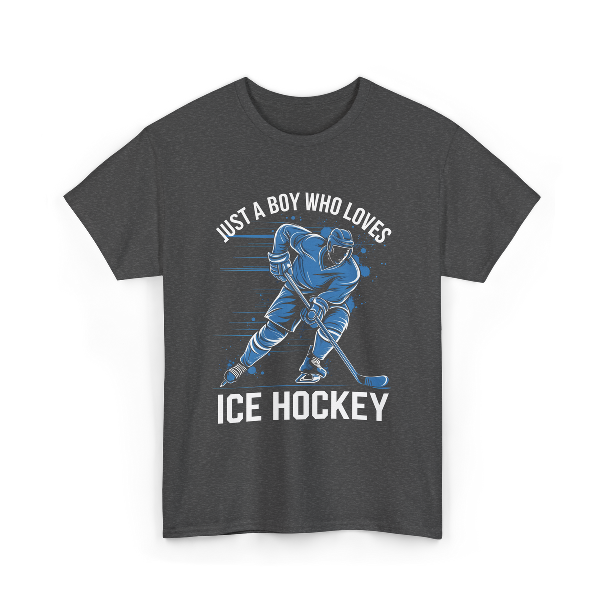 Just A Boy Ice Hockey Player T-Shirt - Dark Heather