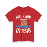 Just a Boy Otters Kids T-Shirt - Red