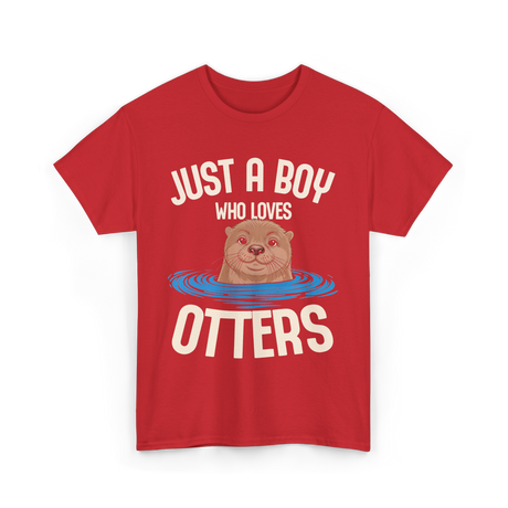 Just a Boy Otters Kids T-Shirt - Red