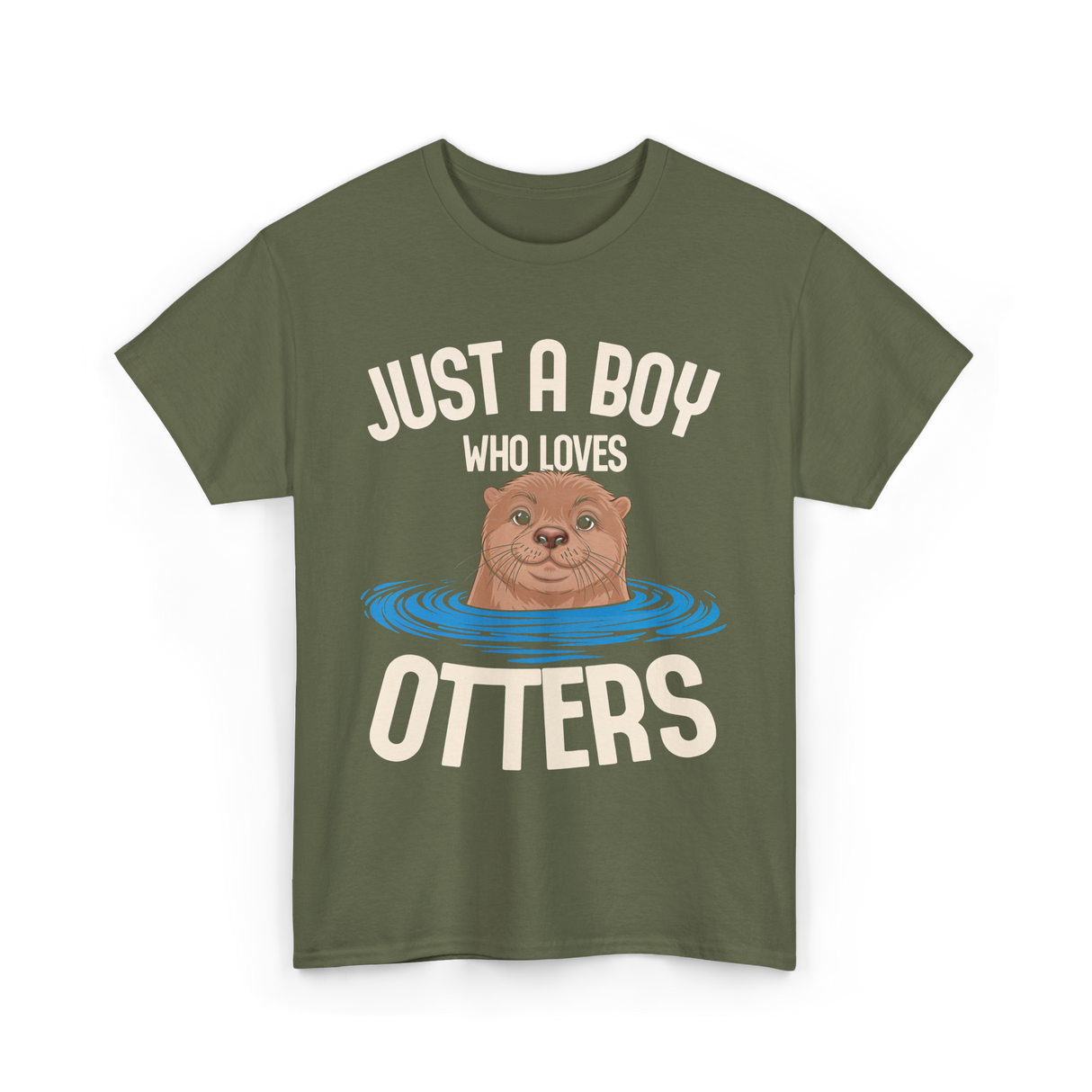 Just a Boy Otters Kids T-Shirt - Military Green